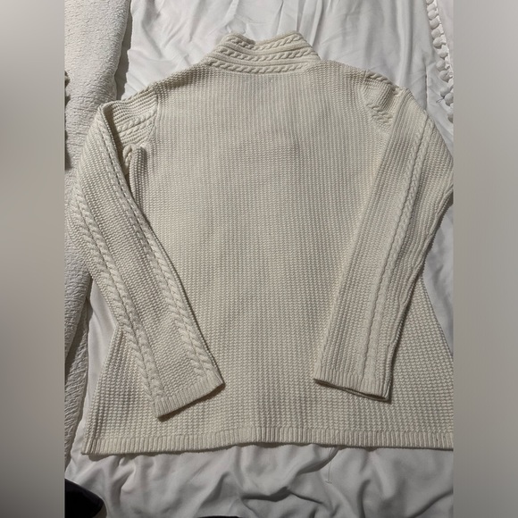 Nautica V Neck Fisherman Sweater Aran Jumper Sz M Preppy Classic Cozy Fall Warm - Picture 4 of 7